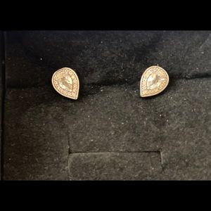 Diamond and lab created white sapphire earings